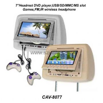 7"Headrest Dvd Player,Car Dvd With Usb/Sd/Mmc/Ms Slot,Game,Fm,Ir